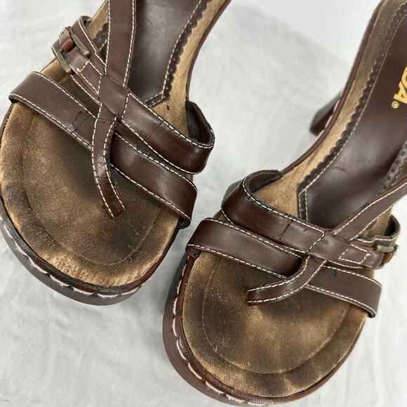 Vintage 90s y2k Womens Brown SODA Strappy Platform Block High Heel Pumps Sz 8.5M - Picture 4 of 8